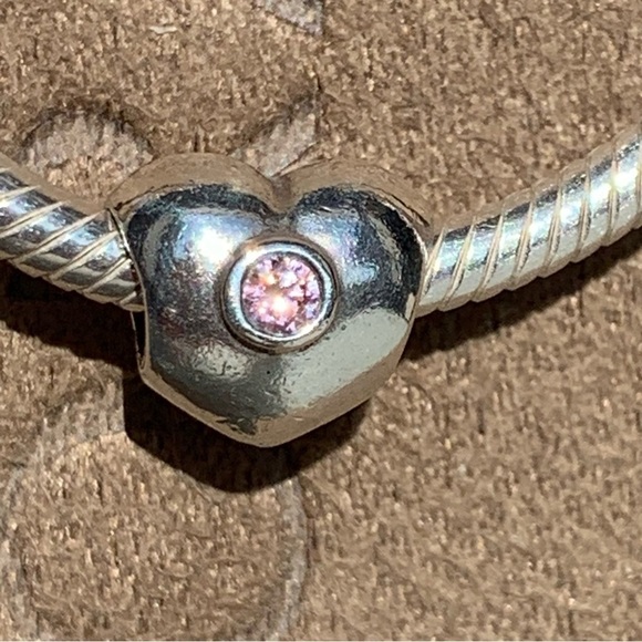PANDORA Puffy Heart Charm 790134PCZ 925 ALE Pink CZ Retired Silver Collectible - Picture 9 of 13